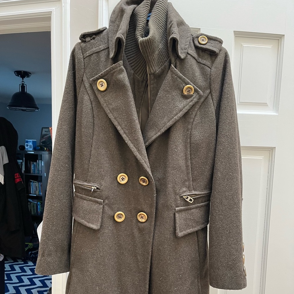 Miss Sixty army green wool blend duffle coat in great condition.